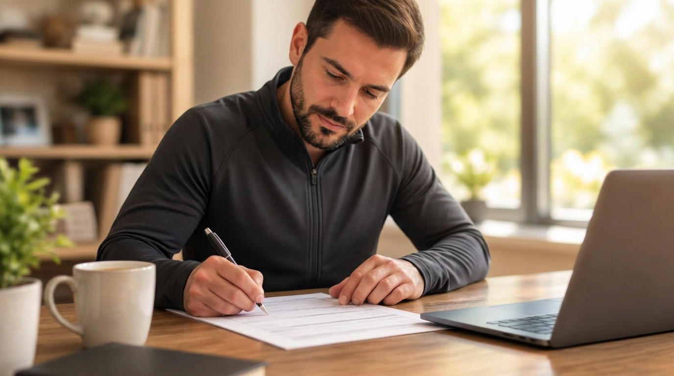 Business owner filling out an application