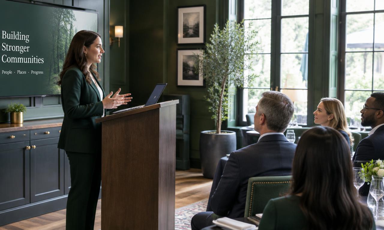 A member presenting to the group